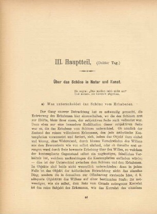 III. Hauptteil. (Dritter Tag)