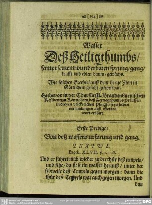 Wasser Deß Heiligthumbs, sampt seinem wunderbaren sprung, gang, krafft und edlen baum-gewächs