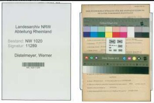 Entnazifizierung Werner Distelmeyer , geb. 21.12.1911 (Verkaufsleiter)
