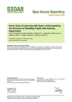 Never Deaf of Learning with Heart: Understanding the Essence of Handling Pupils with Hearing Impairment
