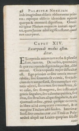 Caput XIV. Excerpendi modus ostenditur.