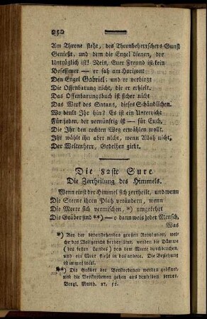 Die 82ste Sure. Die Zertheilung des Himmels