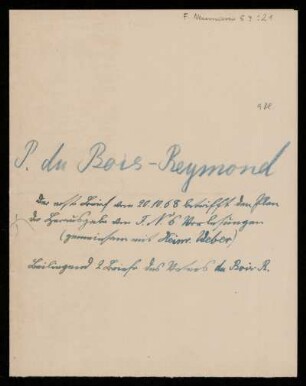 [Umschlag mit Notizen von Ernst Richard Neumann]