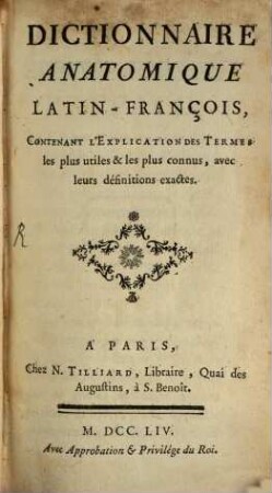 Dictionnaire anatomique latin-françois
