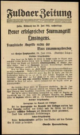 Ausgabe vom Mittwoch, den 28. Juni 1916.