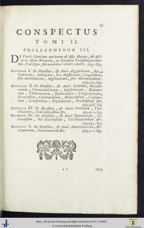 Conspectus Tomi II.