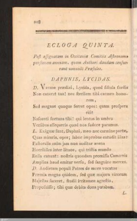 Eclogae Variae. Ecloga Quinta.