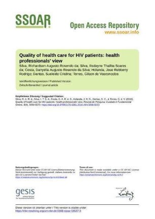 Quality of health care for HIV patients: health professionals' view