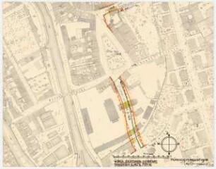 Bebauungsplan Bamberg. Zum Projekt gehörend: Hermann Jansen, Bebauungsplan Bamberg: Lageplan über Vermessungskarte 1:1000