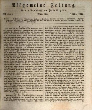 Allgemeine Zeitung. 1825, Nro. 182 - 273 = 7 - 9