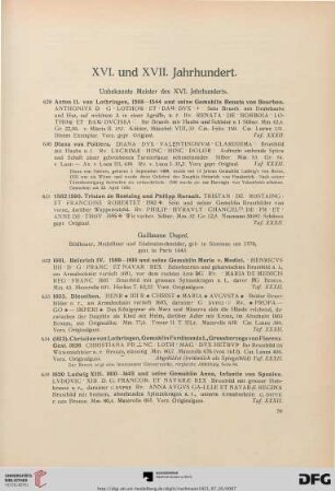 XVI. und XVII. Jahrhundert (Nr. 629-643)