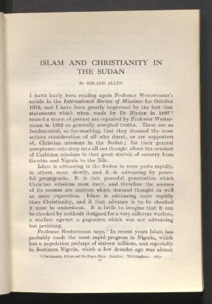 Islam and christianity in the Sudan