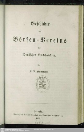 Geschichte des Börsen-Vereins der Deutschen Buchhändler