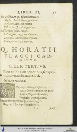 QUINCTI HORATII FLACCI CARMINUM LIBER TERTIUS