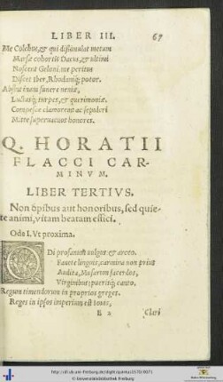 QUINCTI HORATII FLACCI CARMINUM LIBER TERTIUS