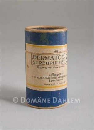 Dose mit "Dermatol-Streupulver" der Firma "Bayer"