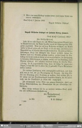 August Wilhelm von Schlegel an Johann Georg Zimmer, Genf, 08.01.1809