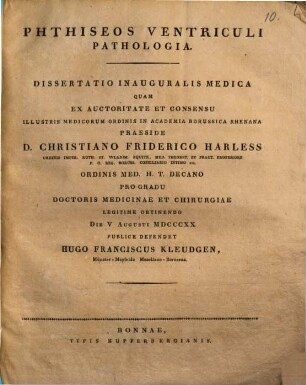 Phthiseos ventriculi pathologia : Diss. inaug. med.