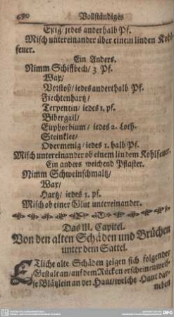 Das III. Capitel. Von den alten Schäden und Brüchen unter dem Sattel.