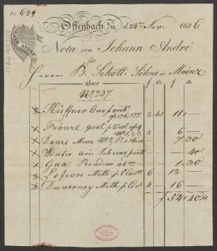 [Rechnung] Nota : 24.11.1826