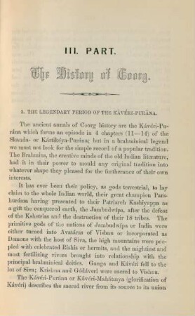 III. Part. The history of Coorg