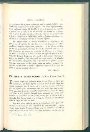 Crítica y estimación, de Luis Emilio Soto