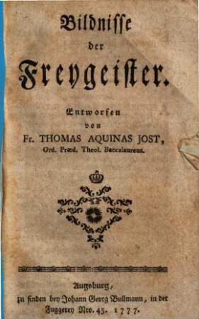 Bildnisse der Freygeister