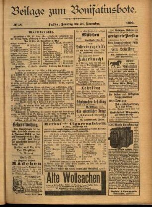 Zweite Ausgabe vom Sonntag, den 26. November 1899.