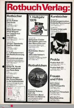 Programmvorschau Rotbuch Frühjahr 1976