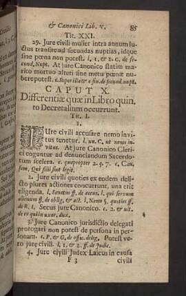 Caput X. Differentiae quae in Libro Quin. to Decretalium occurrunt.