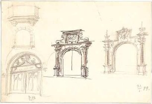 Hauberrisser, Georg von; u. a. Deutschland; Italien; Österreich; Skizzen - Portale u. Balkon (Ansicht, Perspektiven)