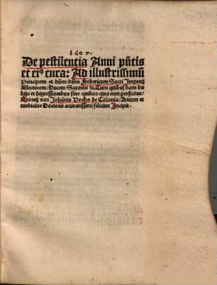 1507, de pestilentia Anni pñtis et eiq. cura ...