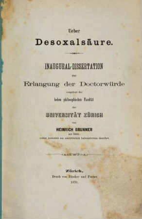 Über Desoxalsäure : Inaug. Dissert.