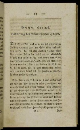 Drittes Kapitel. Schilderung des Bärenfelßischen Haußes.