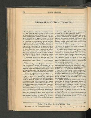 Mercati E Societa Coloniali.