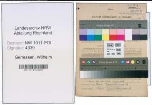 Entnazifizierung Wilhelm Gerressen , geb. 22.09.1919 (Polizei Wachtmeister)