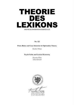 Psych-Verbs and Lexical Economy