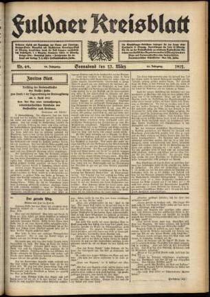 Zweite Ausgabe vom Samstag, den 23. März 1912.
