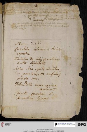 Schreibübungen (14./ 15. Jh.) und Inhaltsverzeichnis des 18. Jhs. (aufgeklebt)