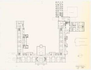 Evangelisches Diakonissenkrankenhaus Bethanien, Berlin-Kreuzberg Umbau. Hauptgebäude: Zielplanung 1. Obergeschoss 1:200 (Lichtpause von Inv.Nr. 36457)