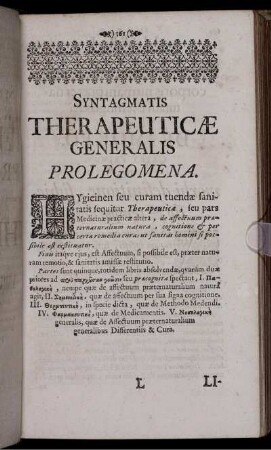 Syntagmatis Therapeuticae Generalis Prolegomena