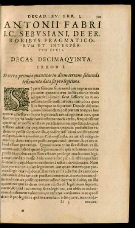 Antonii Fabri ... Decas Decimaquinta.