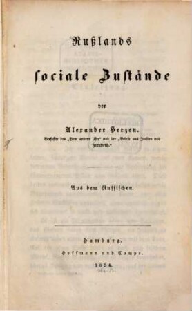 Rußlands sociale Zustände