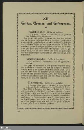 XII. Gelées, Cremes und Gefrorenes