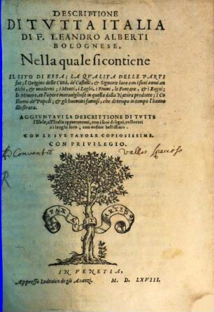 Descrittione di tutta Italia