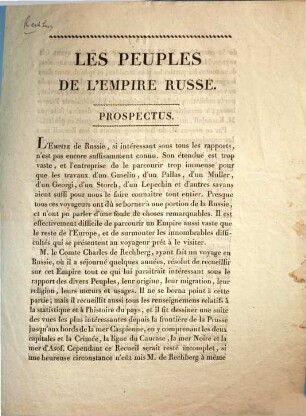 Les Peuples de L'Empire Russe : Prospectus