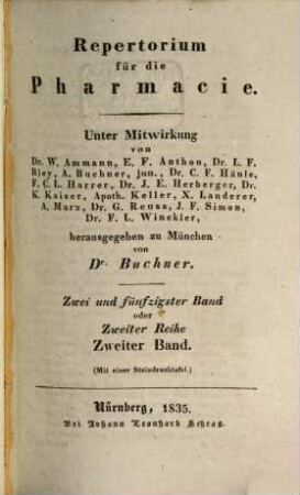 Repertorium für die Pharmacie. 52. 1835