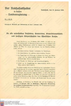 Verordnung vom 18. Oktober 1938 über die Verleihung der Medaille zur Erinnerung an den 1. Oktober 1938 (Heimkehr des Sudetenlandes)