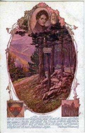 Illustration zu Raimunds Gedicht "An Gutenstein"; Postkarte des Deutschen Schulvereins, Nr. 901