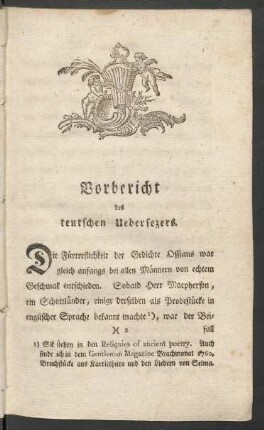 Vorbericht des teutschen Uebersezers